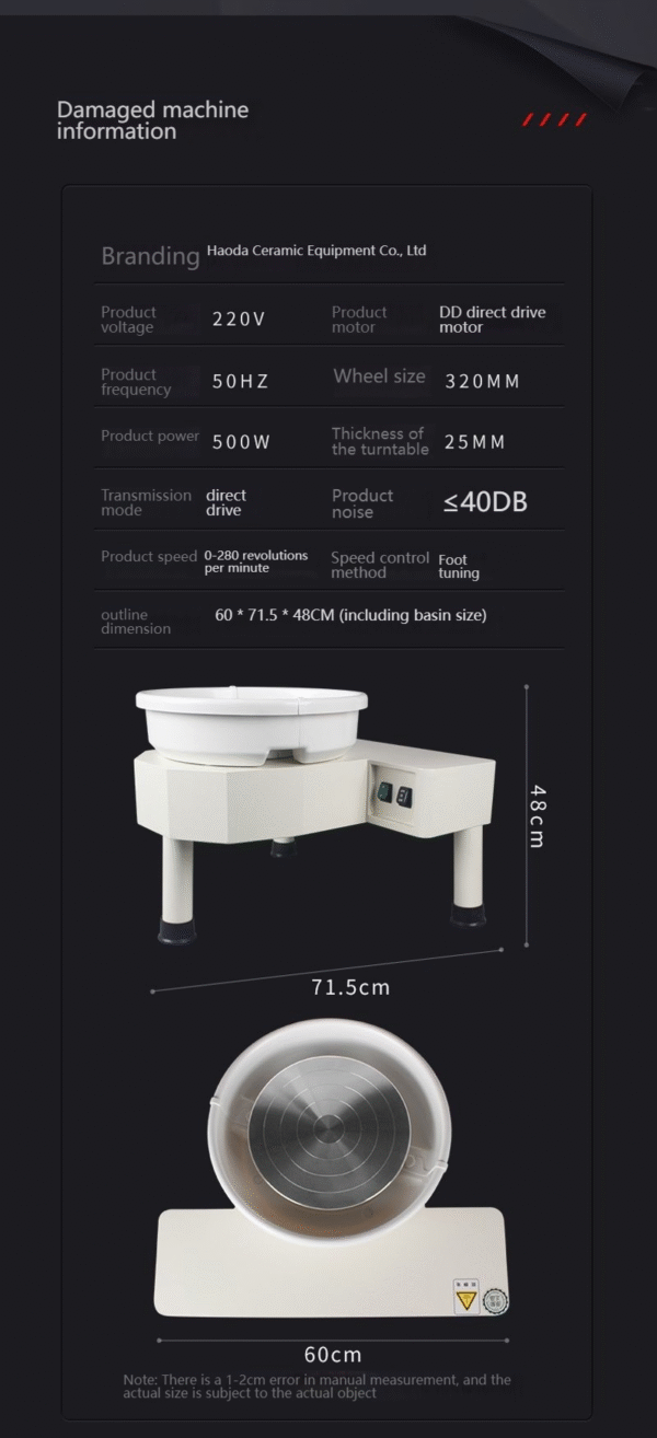 High-Power Direct-Drive Pottery Wheel